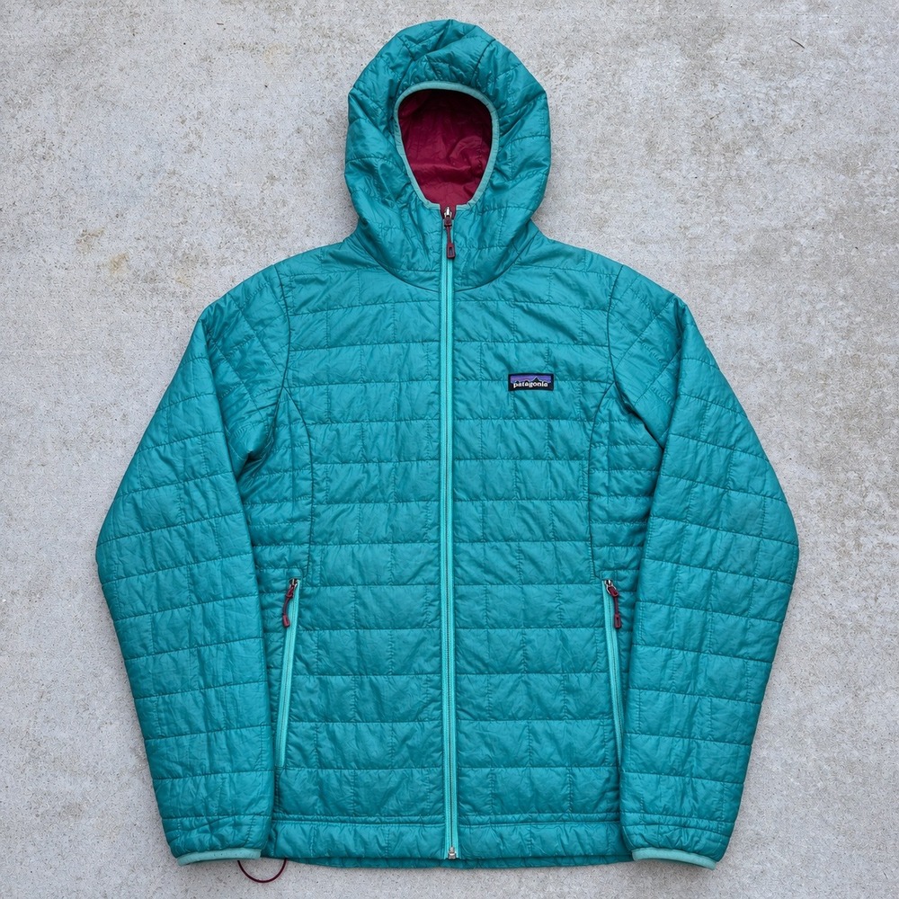 Patagonia Nano Puff Hoody Womens Medium Teal Green Quilted Puffer Jacket